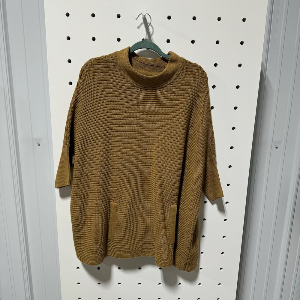 H&M Womens Sweater Brown Boxy Oversized Cable Knit Pockets Size S